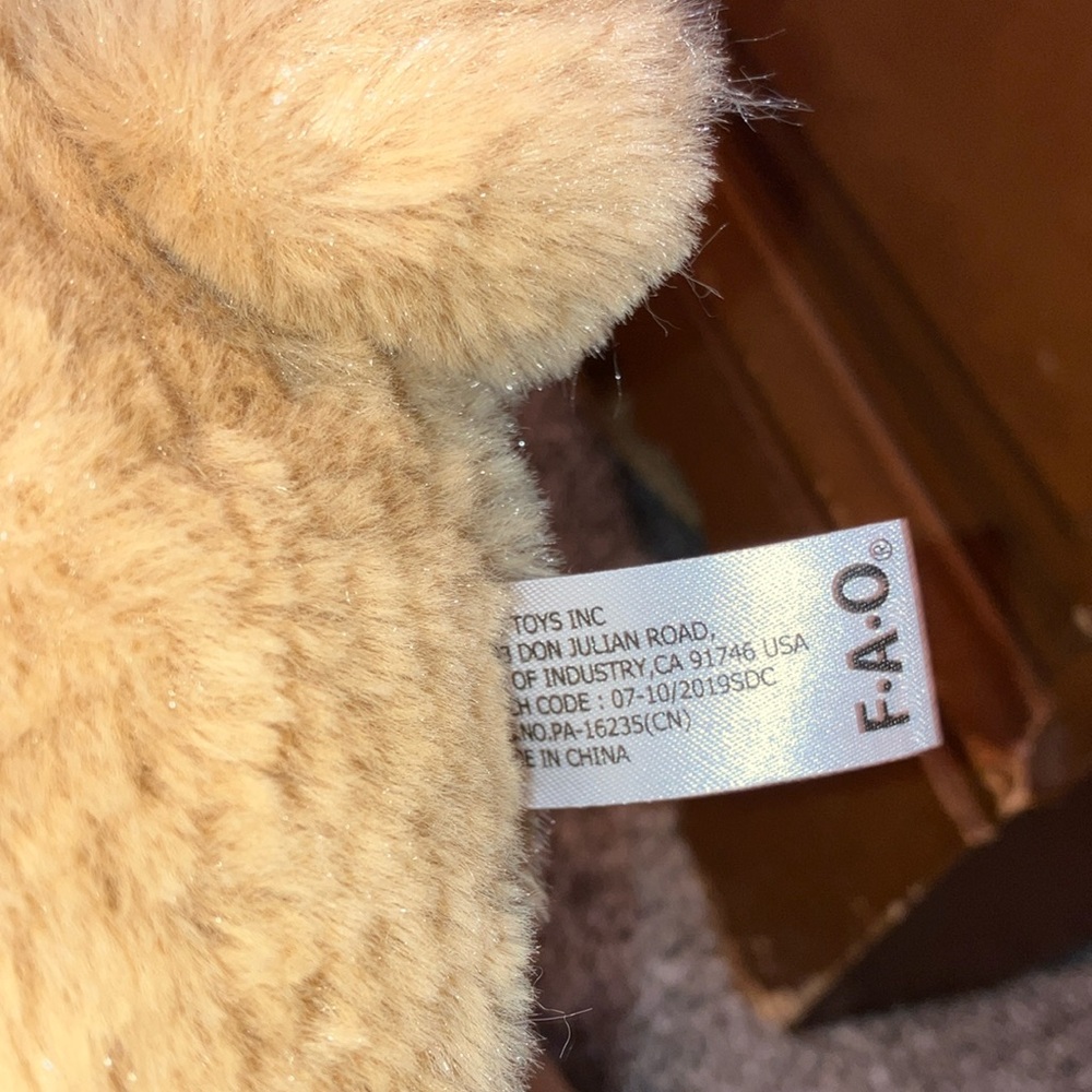 FAO SCHWARZ Cozy Brown Teddy Bear with Red Scarf 14” NEW - Picture 5 of 6